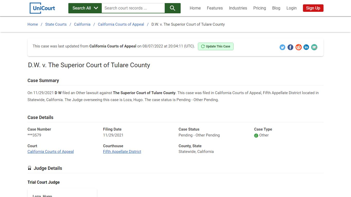 DW v The Superior Court of Tulare County | Court Records ...